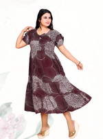 Rayon MAXI FROCK Model Nighties | Fancy Petal Sleeve | Fancy Neck & Side Pocket | Pleated Frock MAXI Style | Trendy Collection's for Stylish Women & Teenage Girl (FSF)