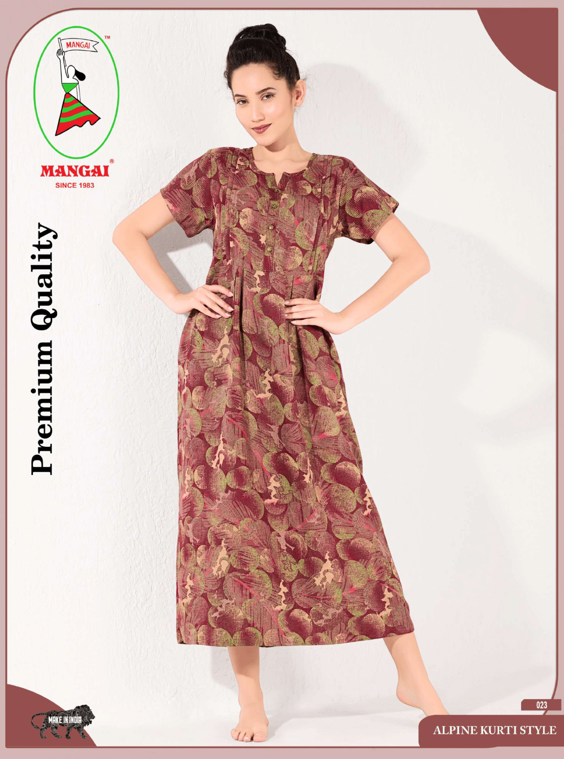 Alpine KURTHI Style Nighties| FancySleeve | Zipless Model | Updated Collection's for Stylish Women AK (H/S)