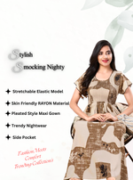 MANGAI RAYON Smocking Nighty | Beautiful Pleated Design | Side Pocket | Stylish Nighty for Trendy Women's | Your Perfect Nightwear Collection's (SRN)