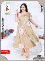 Rayon MAXI FROCK Model Nighties | Fancy Petal Sleeve | Fancy Neck & Side Pocket | Pleated Frock MAXI Style | Trendy Collection's for Stylish Women & Teenage Girl (FSF)