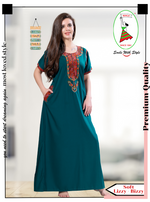 MANGAI Premium KARACHI Embroidery Nighties | Beautiful Embroidery Design's | Branded Quality | Half Sleeve | Regular Model | Stylish Nightdress for Women (KEM)
