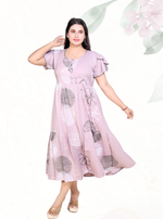 Rayon MAXI FROCK Model Nighties | Fancy Petal Sleeve | Fancy Neck & Side Pocket | Pleated Frock MAXI Style | Trendy Collection's for Stylish Women & Teenage Girl (FSF)