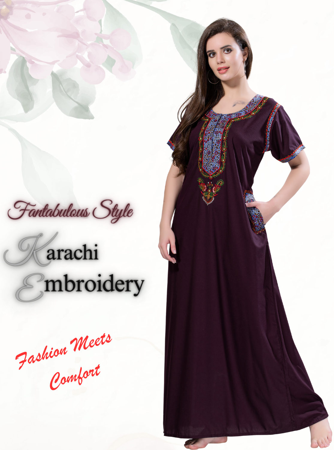 MANGAI Premium KARACHI Embroidery Nighties