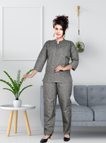 New MANGAI Stylish Cotton Night Suits for all Stylish Women's | Long Sleeve with Size Pocket Beautiful all Over Printed Elastic Waist Top & Bottom Cord Set your Perfect Nightwear Companion (MCNS)