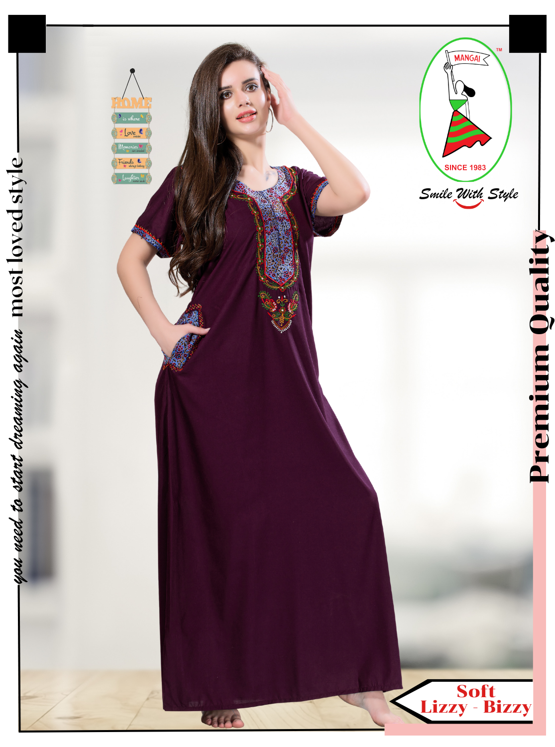 MANGAI Premium KARACHI Embroidery Nighties
