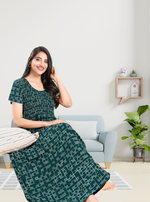 MANGAI RAYON Smocking Nighty | Beautiful Pleated Design | Side Pocket | Stylish Nighty for Trendy Women's | Your Perfect Nightwear Collection's (SRN)