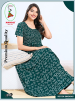 MANGAI RAYON Smocking Nighty | Beautiful Pleated Design | Side Pocket | Stylish Nighty for Trendy Women's | Your Perfect Nightwear Collection's (SRN)