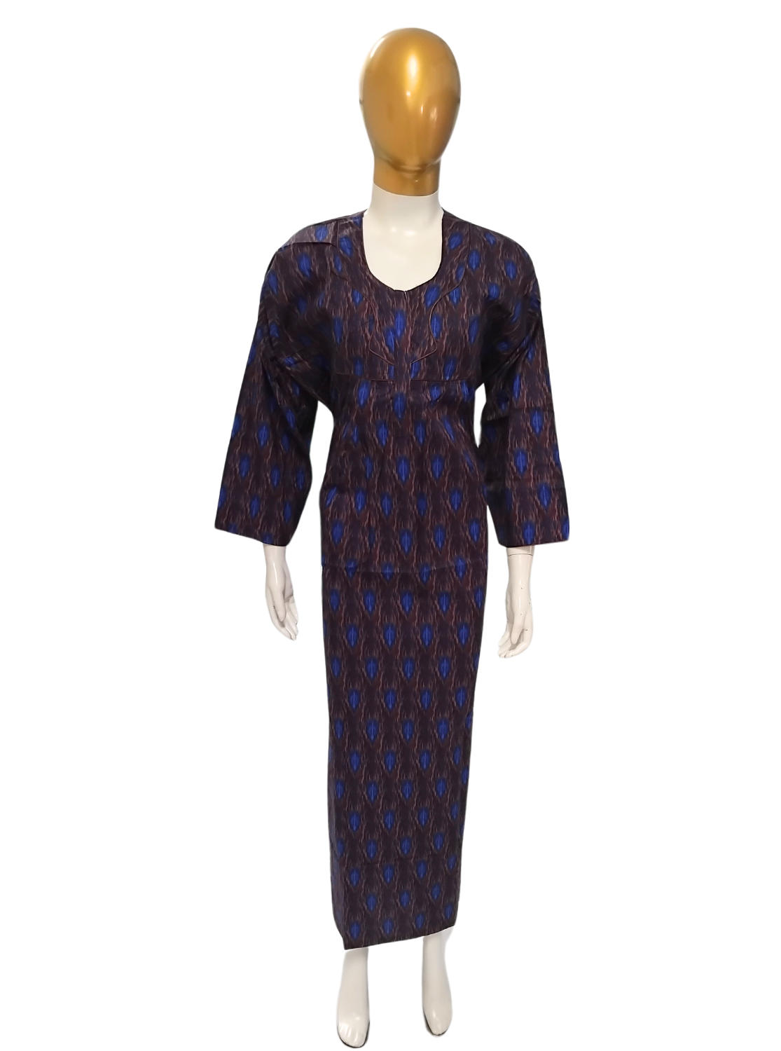 MANGAI Premium Cotton Printed Regular Comfort Long Sleeve Model Size Nighties - Fancy Neck | With Side Pocket |Shrinkage Free Nighties | Trendy Collection's for Stylish Women's (SLV)