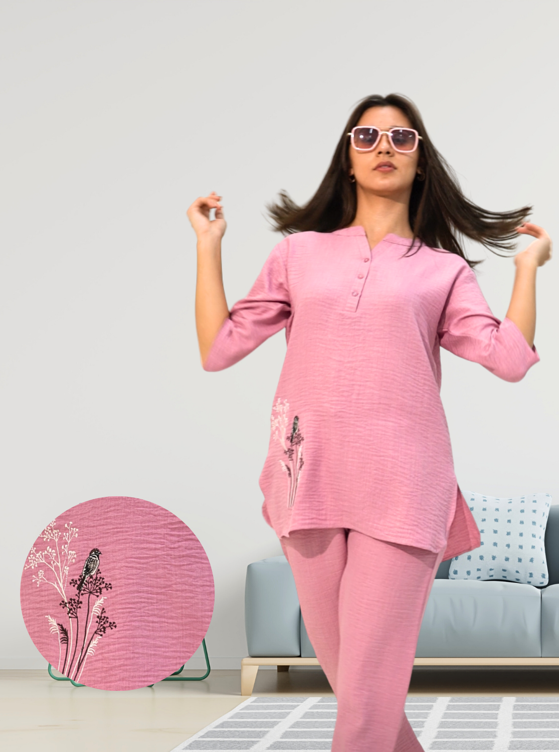 MANGAI Premium Cotton Printed Night Suits | Stylish Print's All Over | Top & Bottom Set | 3/4 Sleeve | Trendy Night Suits for Stylish Women's (MLNS)