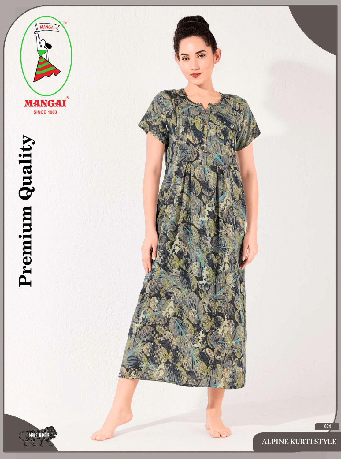 Alpine KURTHI Style Nighties| FancySleeve | Zipless Model | Updated Collection's for Stylish Women AK (H/S)