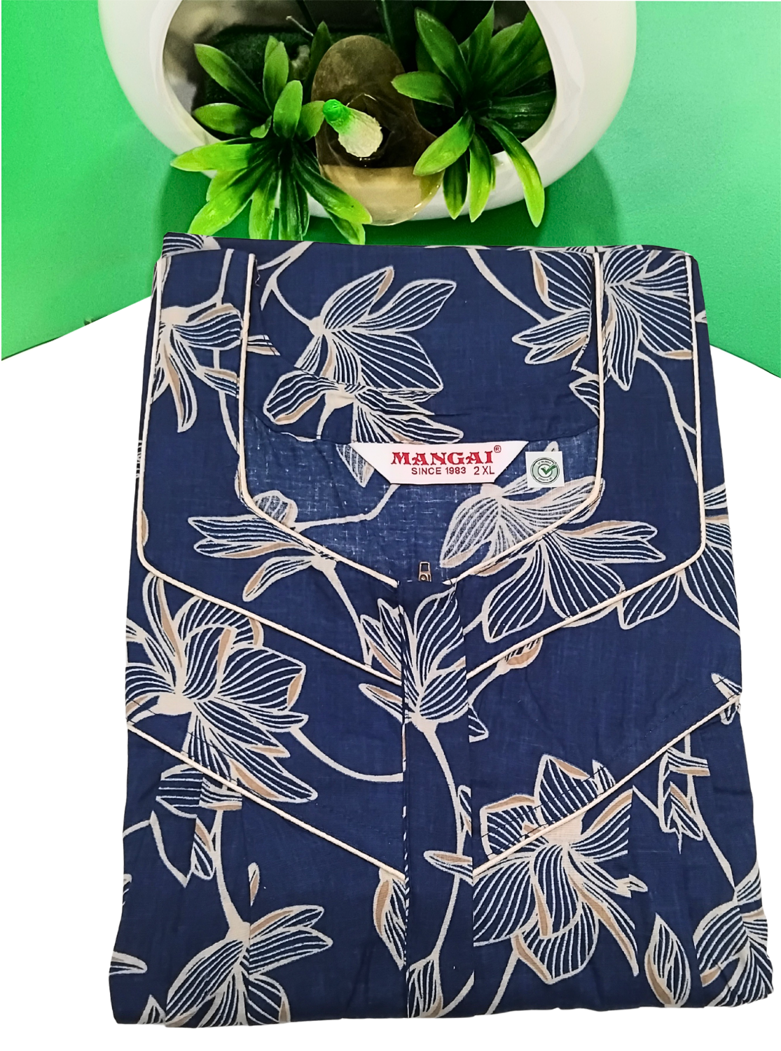 MANGAI Cotton Straight Zip Feeding Nighty |Post Pregnancy | Comfort and Style | Pleated Model | Soft Cotton Feeding Nighties (STF)