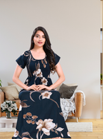 MANGAI RAYON Smocking Nighty | Beautiful Pleated Design | Side Pocket | Stylish Nighty for Trendy Women's | Your Perfect Nightwear Collection's (SRN)