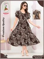Rayon MAXI FROCK Model Nighties | Fancy Petal Sleeve | Fancy Neck & Side Pocket | Pleated Frock MAXI Style | Trendy Collection's for Stylish Women & Teenage Girl (FSF)