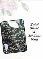 MANGAI Premium Cotton Printed Regular Comfort Long Sleeve Model Size Nighties - Fancy Neck | With Side Pocket |Shrinkage Free Nighties | Trendy Collection's for Stylish Women's (SLV)