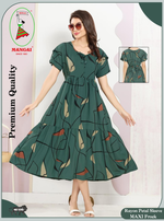 Rayon MAXI FROCK Model Nighties | Fancy Petal Sleeve | Fancy Neck & Side Pocket | Pleated Frock MAXI Style | Trendy Collection's for Stylish Women & Teenage Girl (FSF)