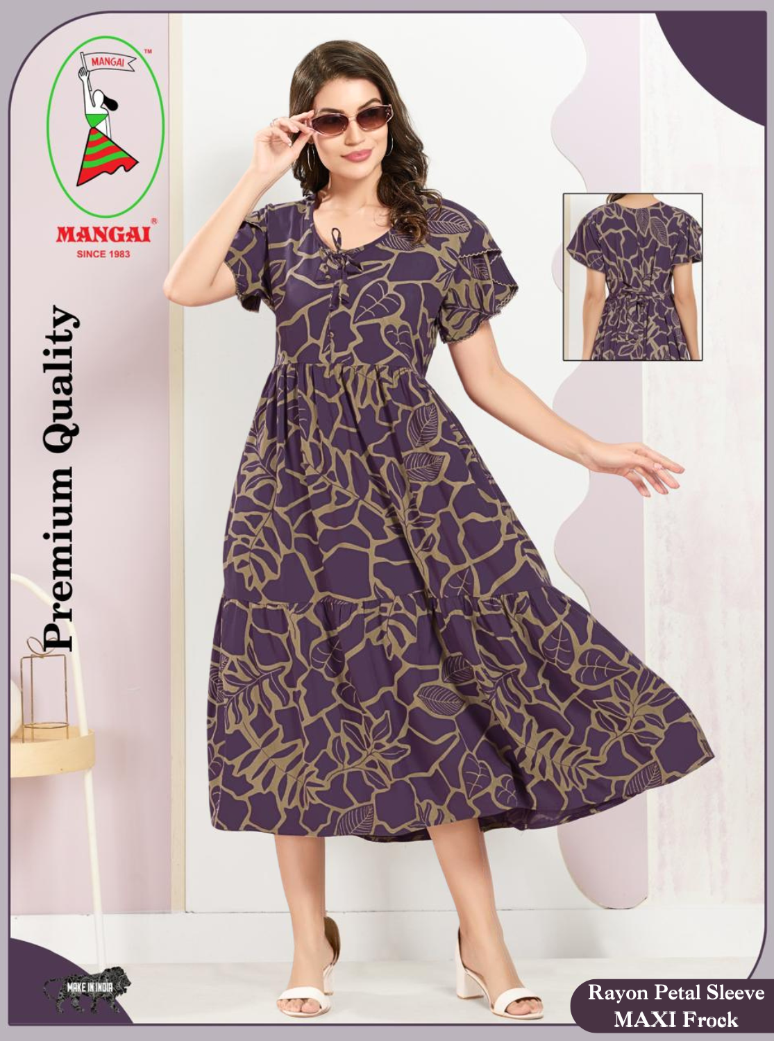 Rayon MAXI FROCK Model Nighties | Fancy Petal Sleeve | Fancy Neck & Side Pocket | Pleated Frock MAXI Style | Trendy Collection's for Stylish Women & Teenage Girl (FSF)