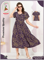 Rayon MAXI FROCK Model Nighties | Fancy Petal Sleeve | Fancy Neck & Side Pocket | Pleated Frock MAXI Style | Trendy Collection's for Stylish Women & Teenage Girl (FSF)