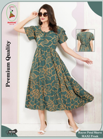 Rayon MAXI FROCK Model Nighties | Fancy Petal Sleeve | Fancy Neck & Side Pocket | Pleated Frock MAXI Style | Trendy Collection's for Stylish Women & Teenage Girl (FSF)