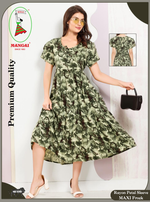 Rayon MAXI FROCK Model Nighties | Fancy Petal Sleeve | Fancy Neck & Side Pocket | Pleated Frock MAXI Style | Trendy Collection's for Stylish Women & Teenage Girl (FSF)