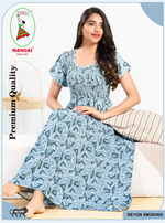 MANGAI RAYON Smocking Nighty | Beautiful Pleated Design | Side Pocket | Stylish Nighty for Trendy Women's | Your Perfect Nightwear Collection's (SRN)
