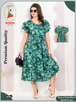 Rayon MAXI FROCK Model Nighties | Fancy Petal Sleeve | Fancy Neck & Side Pocket | Pleated Frock MAXI Style | Trendy Collection's for Stylish Women & Teenage Girl (FSF)