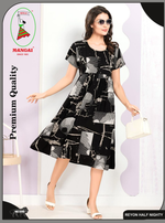Rayon MAXI FROCK Model Nighties | Round Neck & Side Pocket | Pleated Frock MAXI Style | Trendy Collection's for Stylish Women & Teenage Girl (FRH)