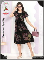 Rayon MAXI FROCK Model Nighties | Round Neck & Side Pocket | Pleated Frock MAXI Style | Trendy Collection's for Stylish Women & Teenage Girl (FRH)