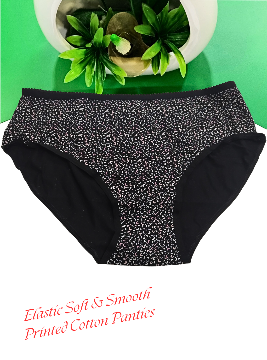 AUSM Premium Cotton Printed 3-Piece Pack – Elastic Outer, Stretchable Panties for Women & Teenage Girls (LUNARI PRNTED PNTYS)