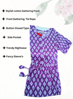 Cotton Gathering Frock for Summer Arrivals | Side Pocket | Button Closed | Elegant Casual Night Wear for Trendy Women's (FKC)