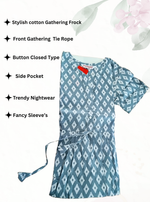 Cotton Gathering Frock for Summer Arrivals | Side Pocket | Button Closed | Elegant Casual Night Wear for Trendy Women's (FKC)