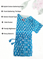 Cotton Gathering Frock for Summer Arrivals | Side Pocket | Button Closed | Elegant Casual Night Wear for Trendy Women's (FKC)