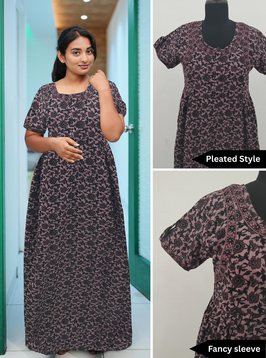 Cotton FROCK Model Casual Wear Nighties | Stylish Pleated Frock Style | Multipurpose Nighties | Pregnancy Wear | Pleated Model | Stylish Nighties for Stylish Women (MW)