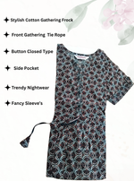 Cotton Gathering Frock for Summer Arrivals | Side Pocket | Button Closed | Elegant Casual Night Wear for Trendy Women's (FKC)