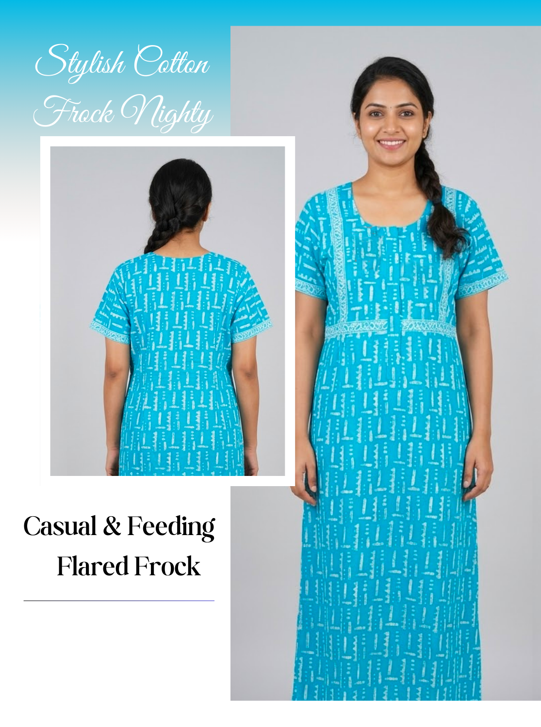 Cotton FROCK Model Casual Wear Nighties | Stylish Pleated Frock Style | Multipurpose Nighties | Pregnancy Wear | Pleated Model | Stylish Nighties for Stylish Women (PWC)