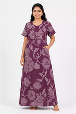 MANGAI Premium Cotton Printed Pleated Model Half Sleeve 4XL Size Nighties - Fancy Neck | With Side Pocket |Shrinkage Free Nighties | Trendy Collection's for Stylish Women's (4PZ)