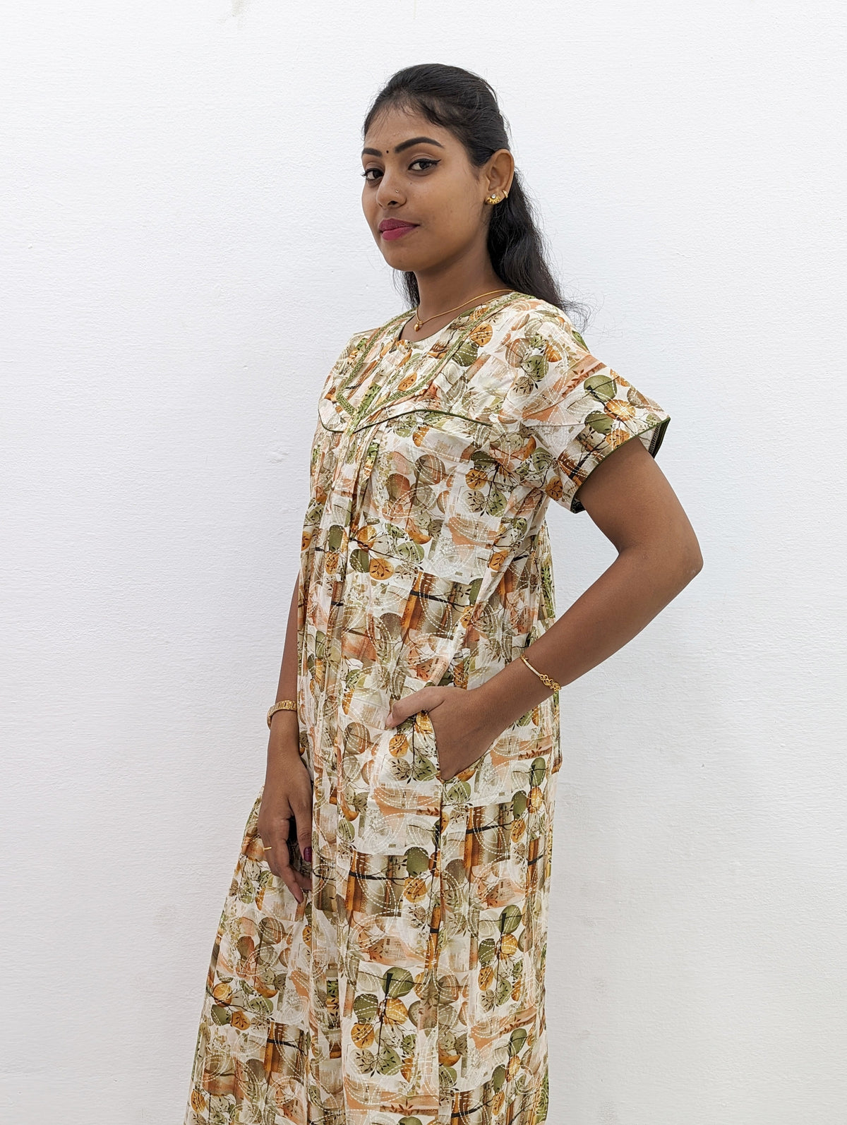 MANGAI New Regular Fit Cotton Printed Nighties - All Over Printed Stylish Nightwear for Stylish Women | Side Cut Pocket | Beautiful Nighties for Stylish Women's | Colorful Printed Cotton Nighties (CPL)