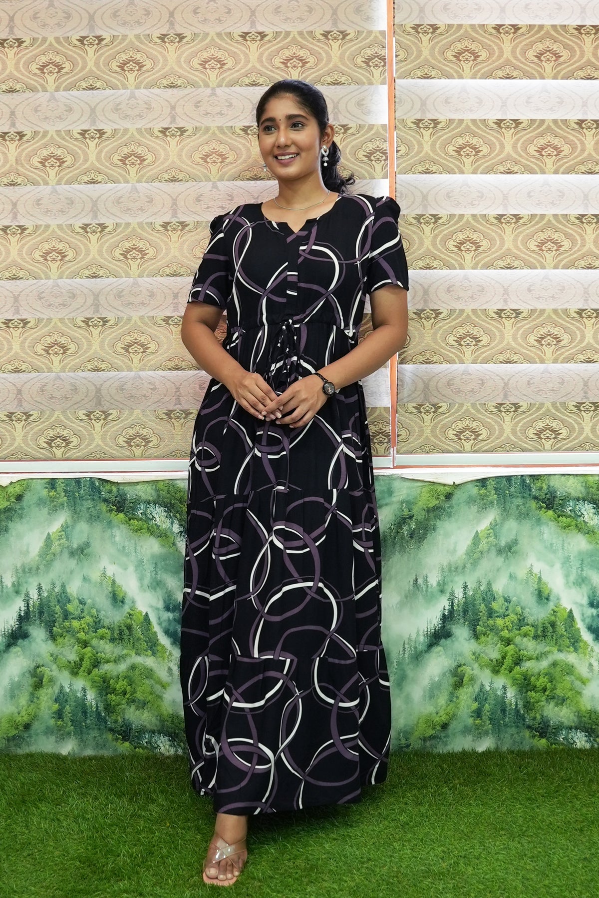 Stylish Arrivals Rayon Gathering Frock Model Night Gown's | Front Adjustable Gathering Style Rope Rope | Puff Sleeve | Trending Collection's for Stylish Women's (GFK)