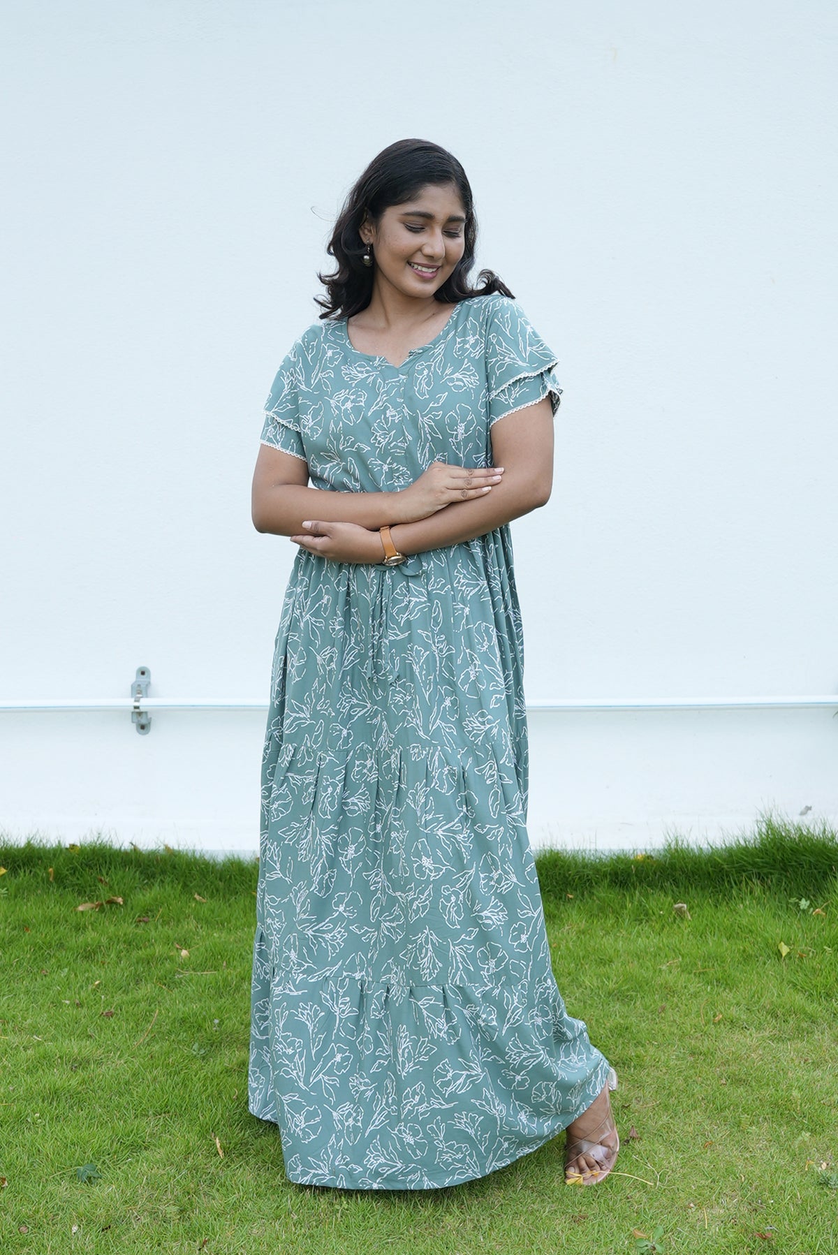 Stylish Arrivals Rayon Gathering Frock Model Night Gown's | Front Adjustable Gathering Style Rope Rope | Double Layer Sleeve | Trending Collection's for Stylish Women's (GFK)