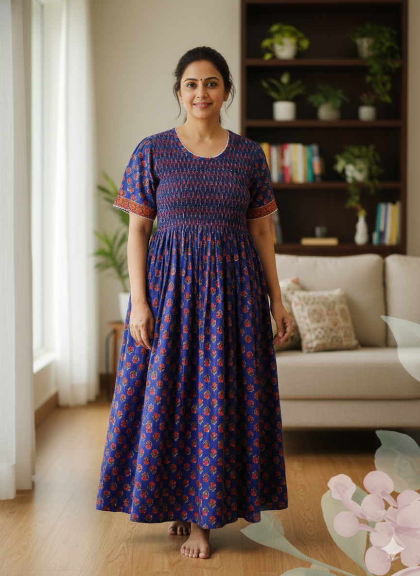 Soft Cotton Stretchable Smoking Nighties for New Arrivals | Daily Comforts & Light Weighted Elastic Nighties | Pleated Style | Casual Daily wear Nightwear for Trendy Women's (SCT)