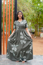 Mangai 3 Layer Flared Frock Model Nighties Soft and Smooth Premium Quality Rayon Material , Fancy Frilled Sleeve, Side Pocket , Back tie Rope , Stylish Collection's for Trendy Women's (MRK)