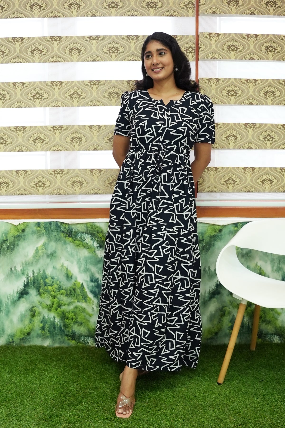 Stylish Arrivals Rayon Gathering Frock Model Night Gown's | Front Adjustable Gathering Style Rope Rope | Puff Sleeve | Trending Collection's for Stylish Women's (GFK)