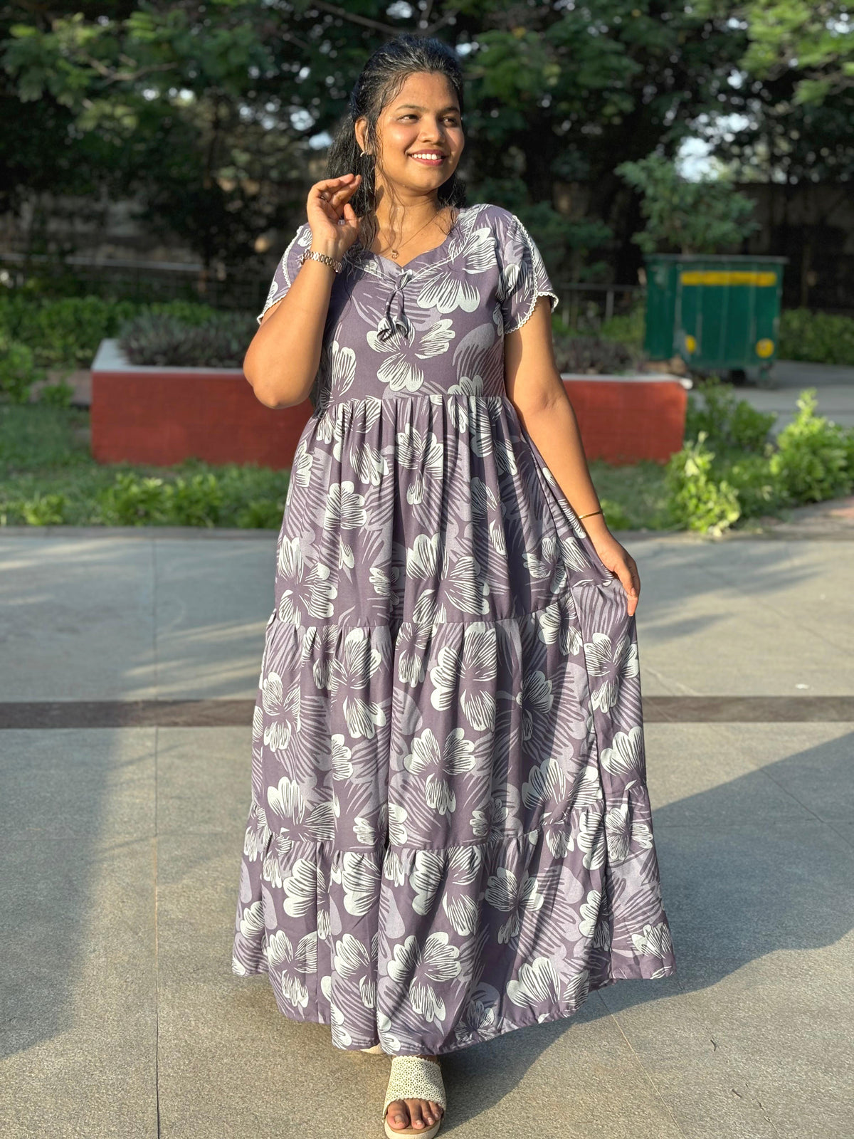 Stylish Alpine FULL FROCK Model Nighties| Fancy Sleeves & Neck Pattern| Side Pocket with Back Tie Rope | Perfect Nightwear Trendy Women's (FRK)