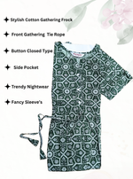 Cotton Gathering Frock for Summer Arrivals | Side Pocket | Button Closed | Elegant Casual Night Wear for Trendy Women's (FKC)