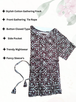 Cotton Gathering Frock for Summer Arrivals | Side Pocket | Button Closed | Elegant Casual Night Wear for Trendy Women's (FKC)