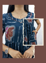 MANGAI New Alpine 3 Layer Frock for Women | Stylish Double Layer Sleeve Nighty with Fancy Neck | Back Tie Rope & Side Pocket | Flared Bottom Full Length Modern Nightwear (AFK)