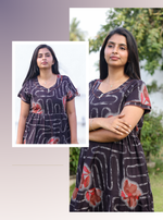 MANGAI New Alpine 3 Layer Frock for Women | Stylish Double Layer Sleeve Nighty with Fancy Neck | Back Tie Rope & Side Pocket | Flared Bottom Full Length Modern Nightwear (AFK)