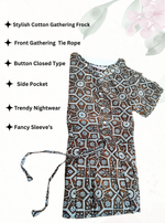 Cotton Gathering Frock for Summer Arrivals | Side Pocket | Button Closed | Elegant Casual Night Wear for Trendy Women's (FKC)