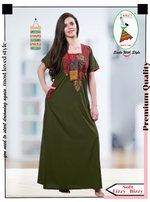 MANGAI Premium KARACHI Embroidery Nighties | Beautiful Embroidery Design's | Branded Quality | Half Sleeve | Regular Model | Stylish Nightdress for Women (KEM)