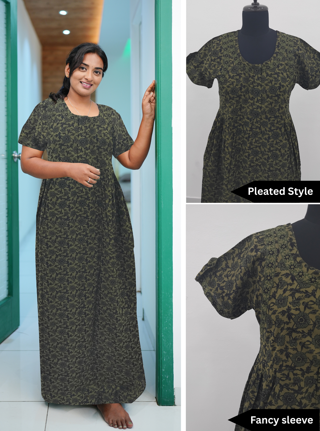 Cotton FROCK Model Casual Wear Nighties | Stylish Pleated Frock Style | Multipurpose Nighties | Pregnancy Wear | Pleated Model | Stylish Nighties for Stylish Women (MW)