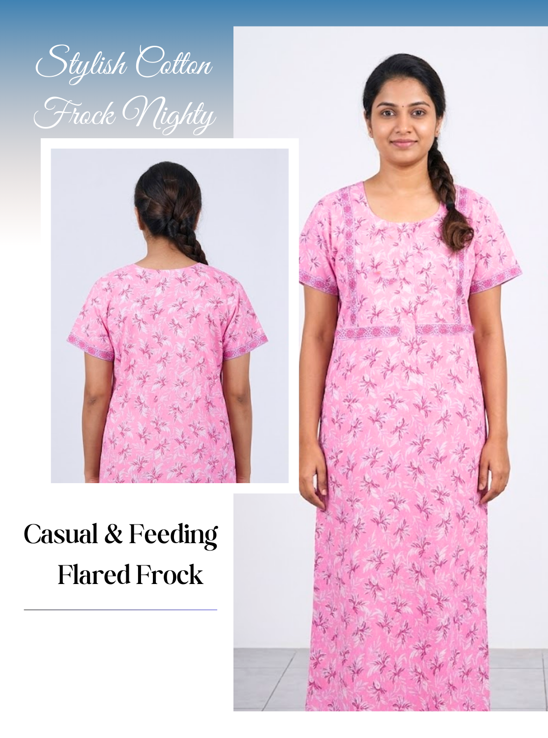 Cotton FROCK Model Casual Wear Nighties | Stylish Pleated Frock Style | Multipurpose Nighties | Pregnancy Wear | Pleated Model | Stylish Nighties for Stylish Women (PWC)